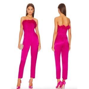 Saylor NEW feather strapless Raya jumpsuit